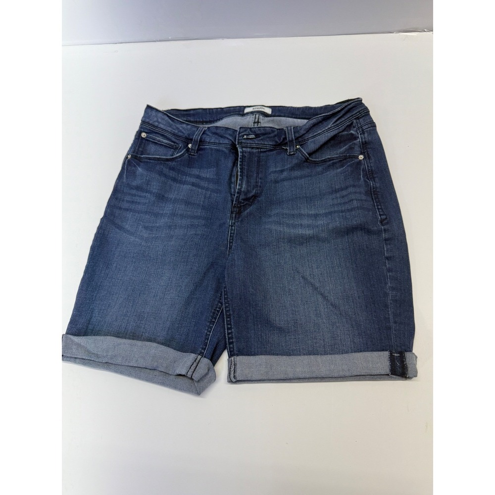 Kensie Jeans Womens Dark‎ Wash Cuffed Bermuda Denim Shorts Size 10/30 Stretch